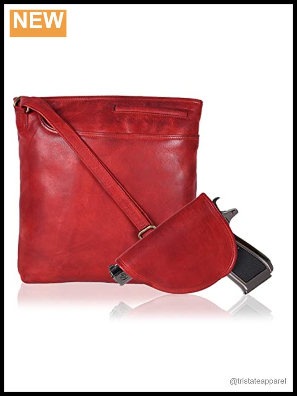 Handmade Leather Crossbody Sling Bag with Detachable Holster Multi Pockets